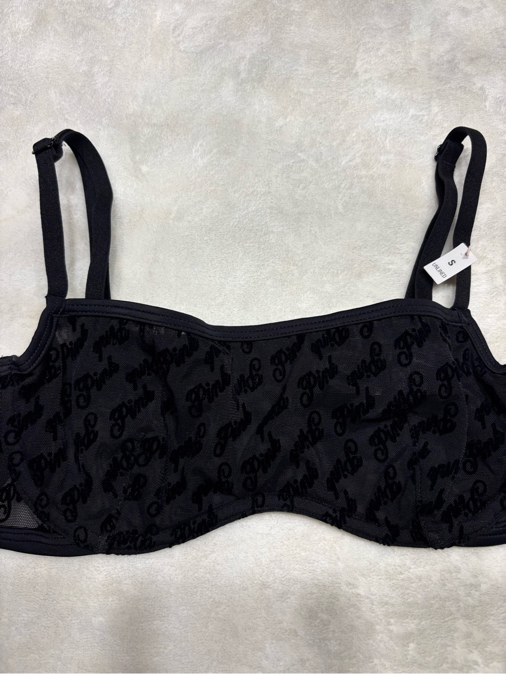 Victoria’s Secret black balconette with logo texture